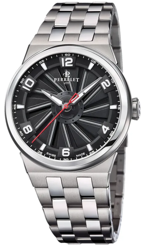 Perrelet Turbine Titanium 41 Black Bracelet Watch sold by C.W. Sellors