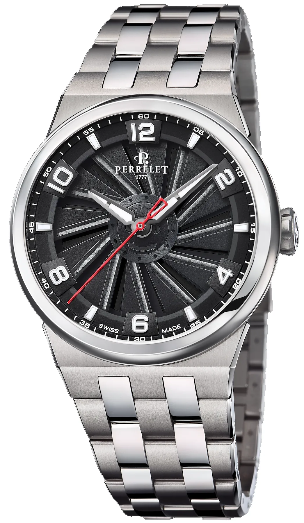 Perrelet Turbine Titanium 41 Black Bracelet Watch sold by C.W. Sellors