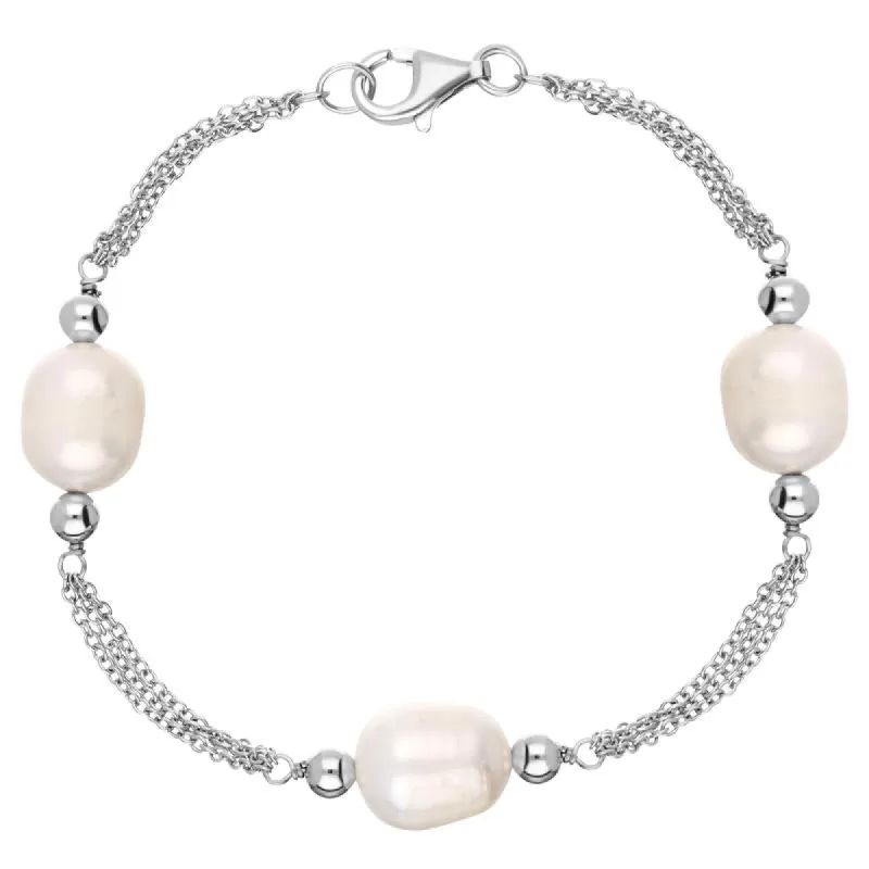 Sterling Silver White Pearl Triple Strand Bracelet D sold by C.W. Sellors