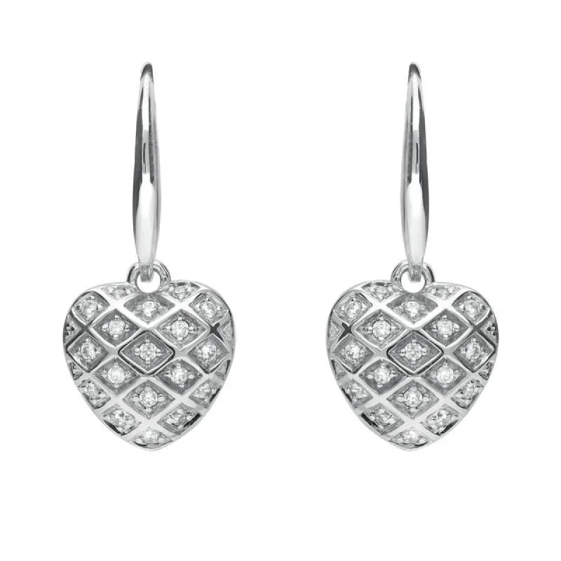 Sterling Silver Cubic Zirconia Heart Hook Drop Earrings D sold by C.W. Sellors