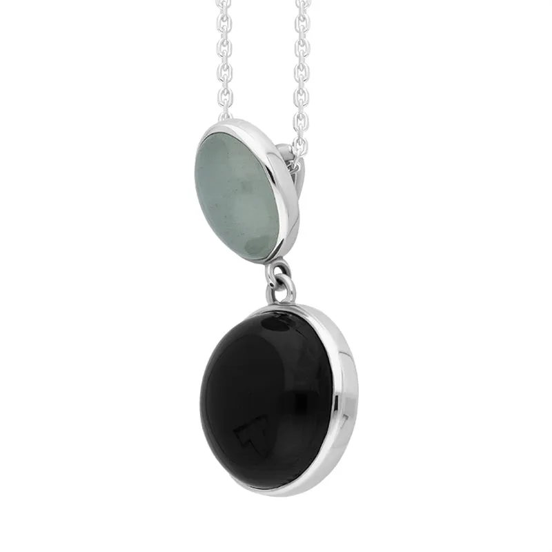 Sterling Silver Whitby Jet Aquamarine Two Stone Drop Necklace D sold by C.W. Sellors product image thumbnail 2