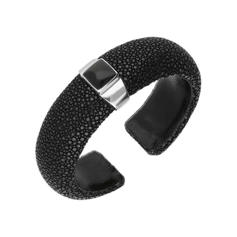 Sterling Silver Whitby Jet Stingray Unique Black Bangle D sold by C.W. Sellors