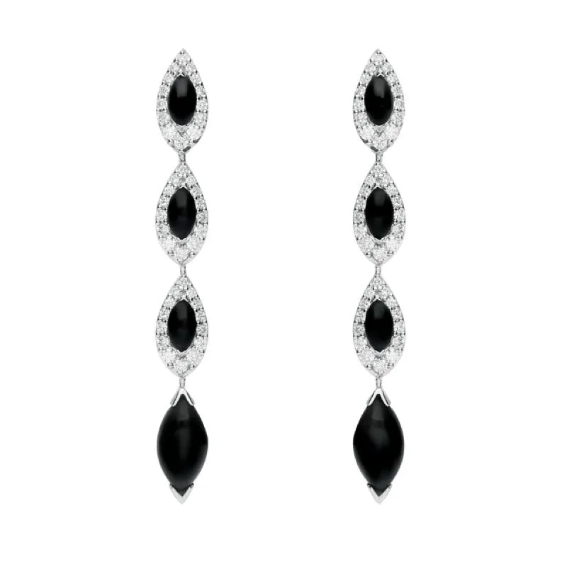 18ct White Gold Whitby Jet 0.92ct Diamond Marquise Earrings D sold by C.W. Sellors