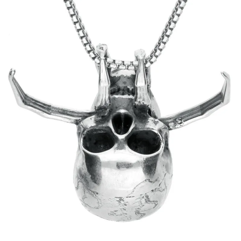 Sterling Silver Large Predator Skull Necklace sold by C.W. Sellors