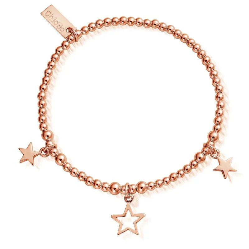 ChloBo Sterling Silver Rose Gold Plated Triple Star Bracelet sold by C.W. Sellors