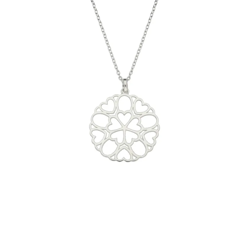 Heart Necklace Detailed Disc Sterling Silver sold by C.W. Sellors