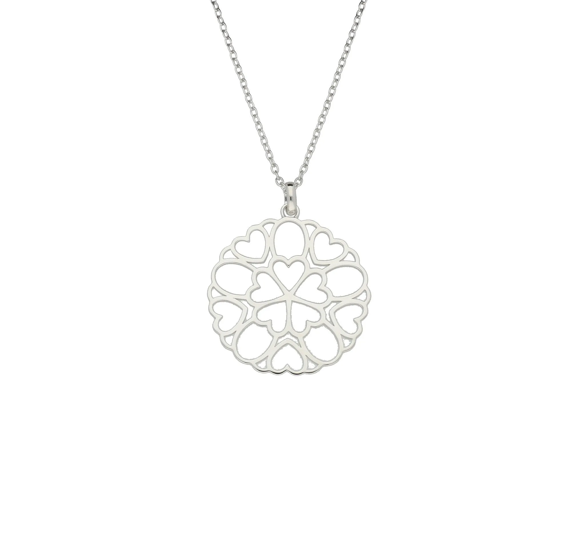 Heart Necklace Detailed Disc Sterling Silver sold by C.W. Sellors