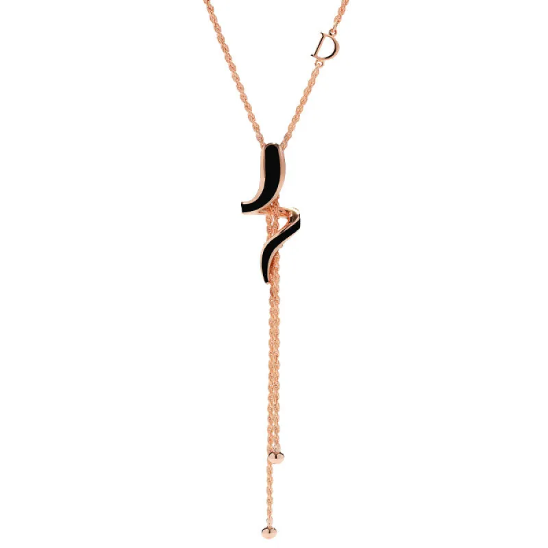 Damiani Eden 18ct Rose Gold Diamond Black Ceramic Snake Lariat Necklace sold by C.W. Sellors