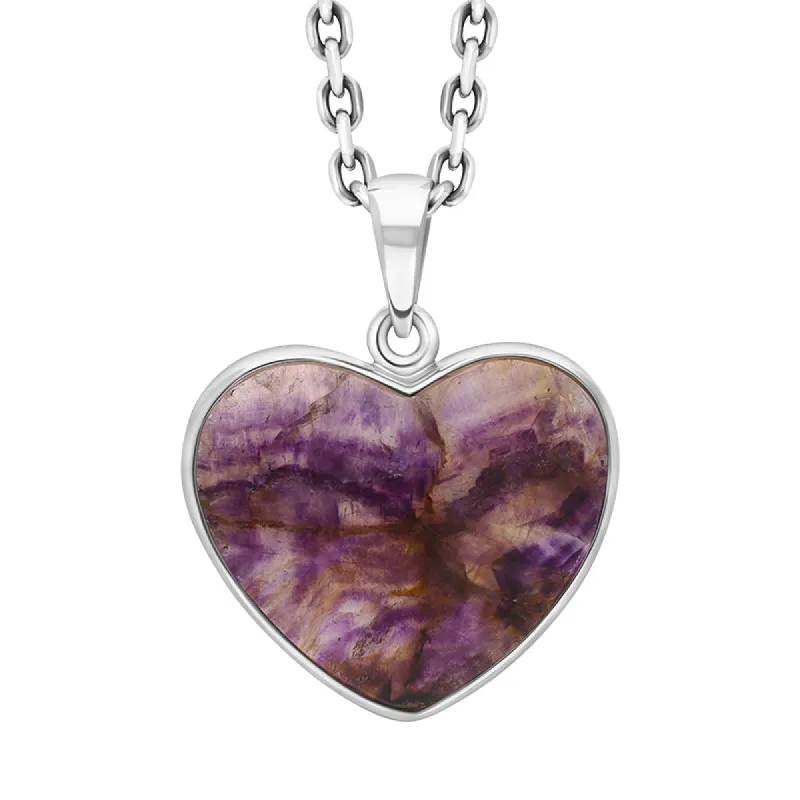 Sterling Silver Blue John Heart Pendant Necklace D sold by C.W. Sellors