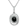 18ct White Gold Whitby Jet 0.38ct Diamond Oval Spiral Design Necklace D sold by C.W. Sellors