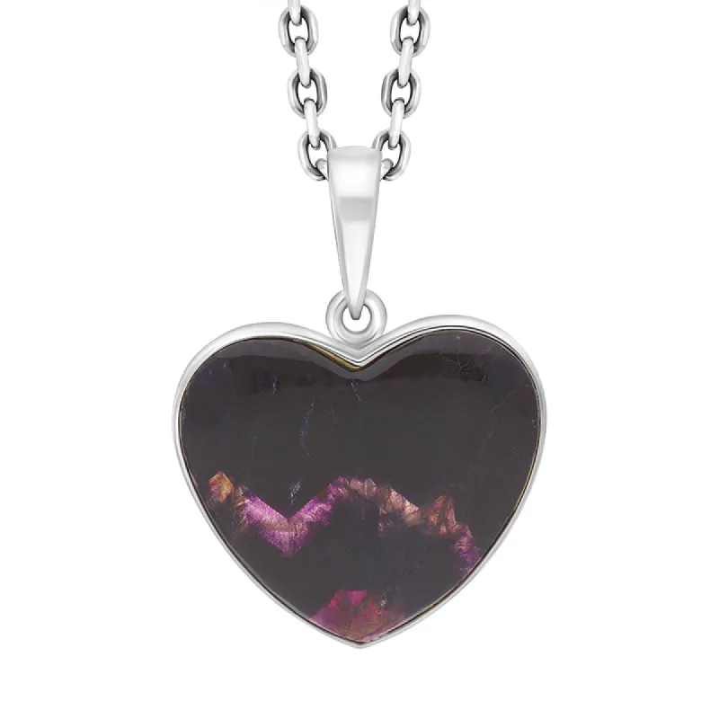 Sterling Silver Blue John Heart Pendant Necklace D sold by C.W. Sellors