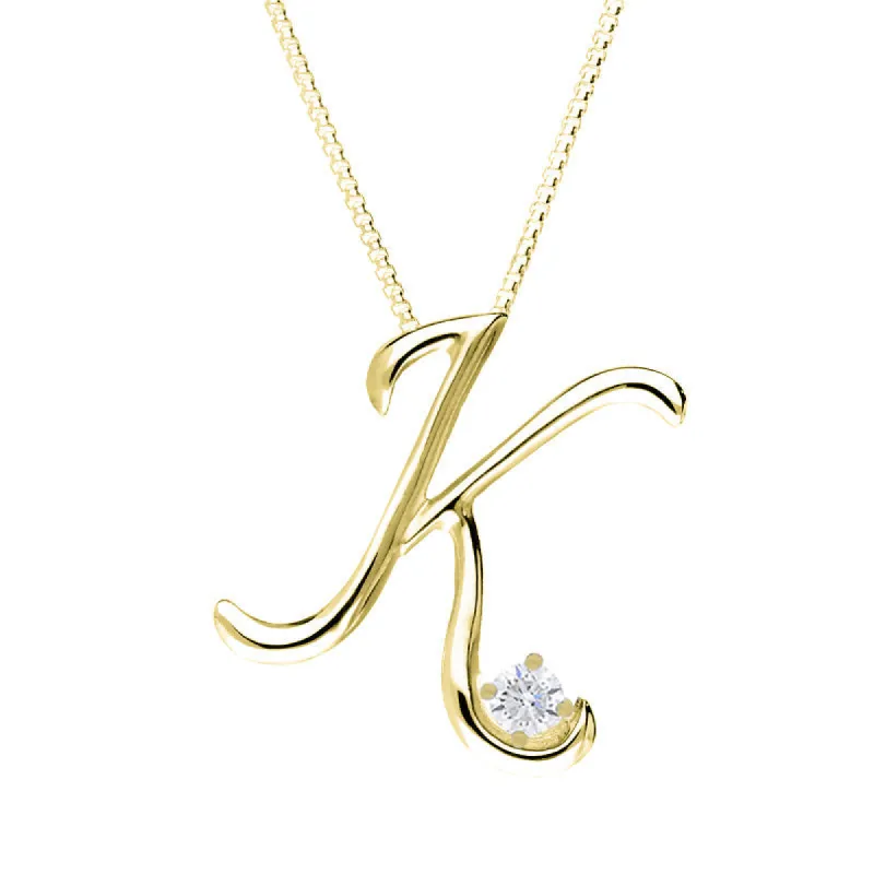 Love Letters 9ct Yellow Gold 0.10ct Diamond Initial K Necklace sold by C.W. Sellors