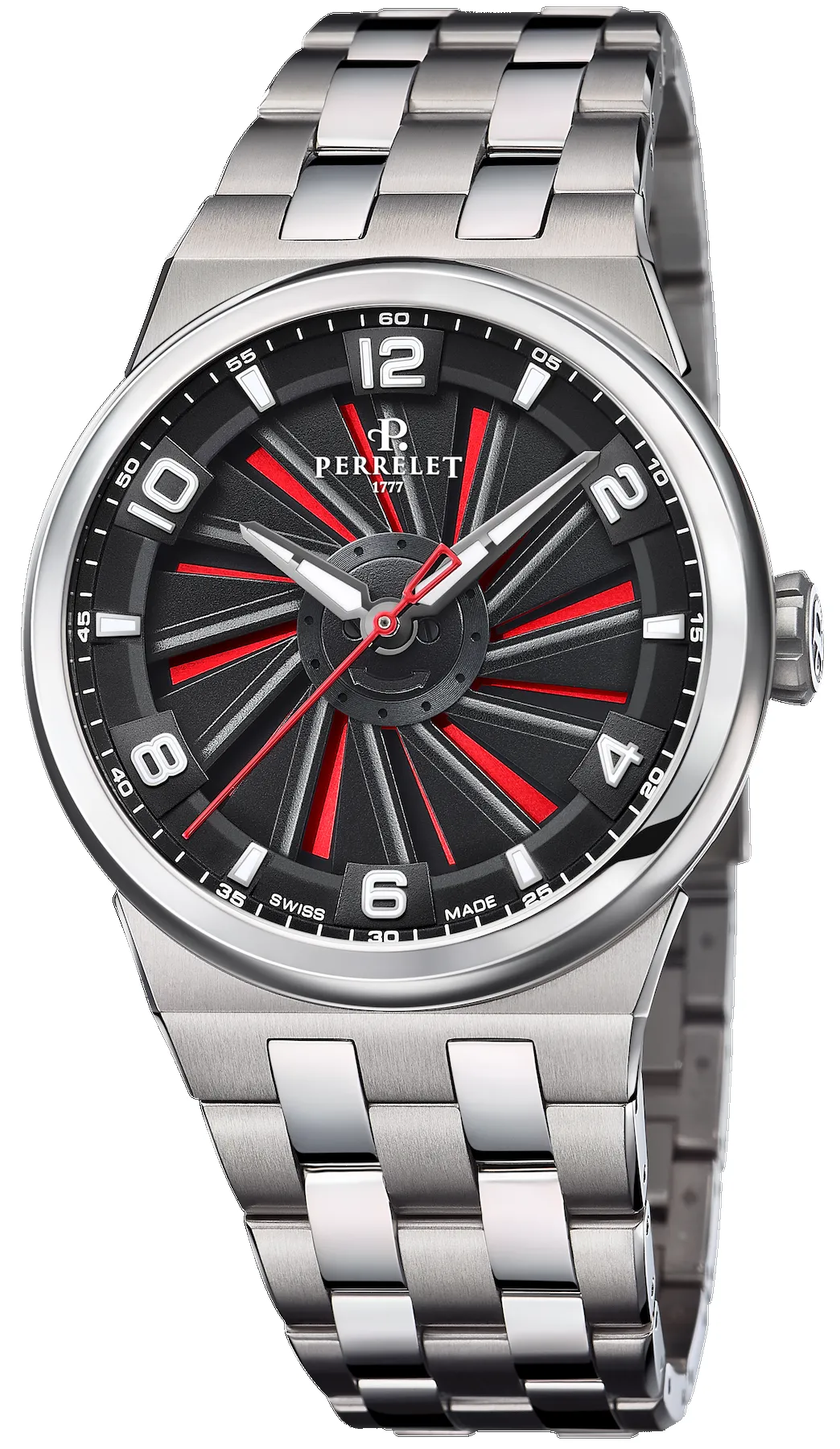 Perrelet Turbine Titanium 41 Red Bracelet Watch sold by C.W. Sellors
