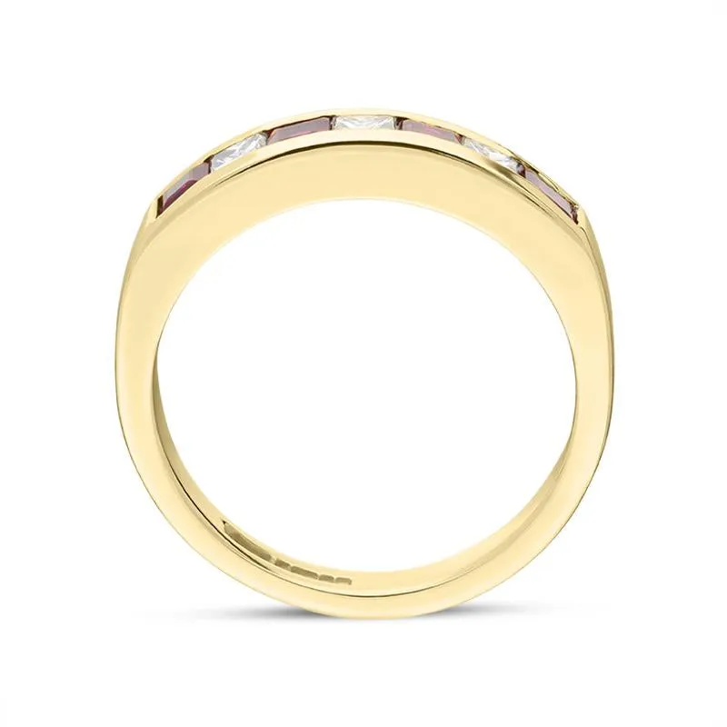 18ct Yellow Gold Ruby Diamond Princess Cut Half Eternity Ring D sold by C.W. Sellors product image thumbnail 3