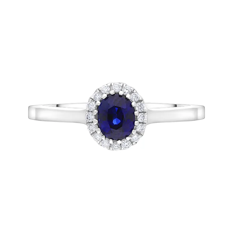 18ct White Gold 0.53ct Sapphire 0.08ct Diamond Oval Cluster Ring sold by C.W. Sellors product image thumbnail 2