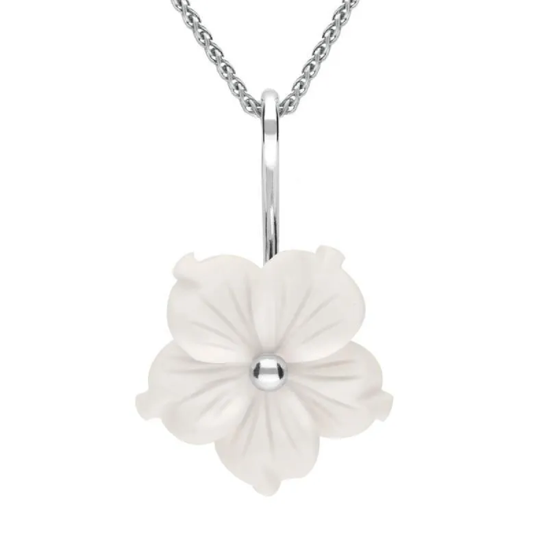 Sterling Silver White Agate Tuberose 20mm Carnation Necklace sold by C.W. Sellors