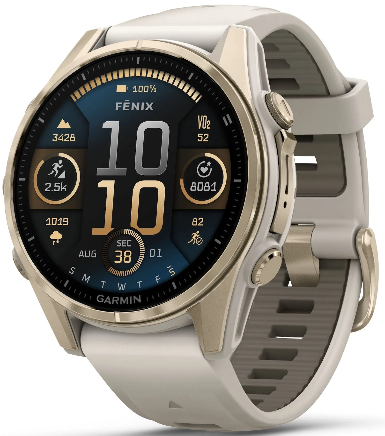 Garmin Fenix 8 43mm Sapphire AMOLED Soft Gold Fog Grey Watch sold by C.W. Sellors product image thumbnail 3