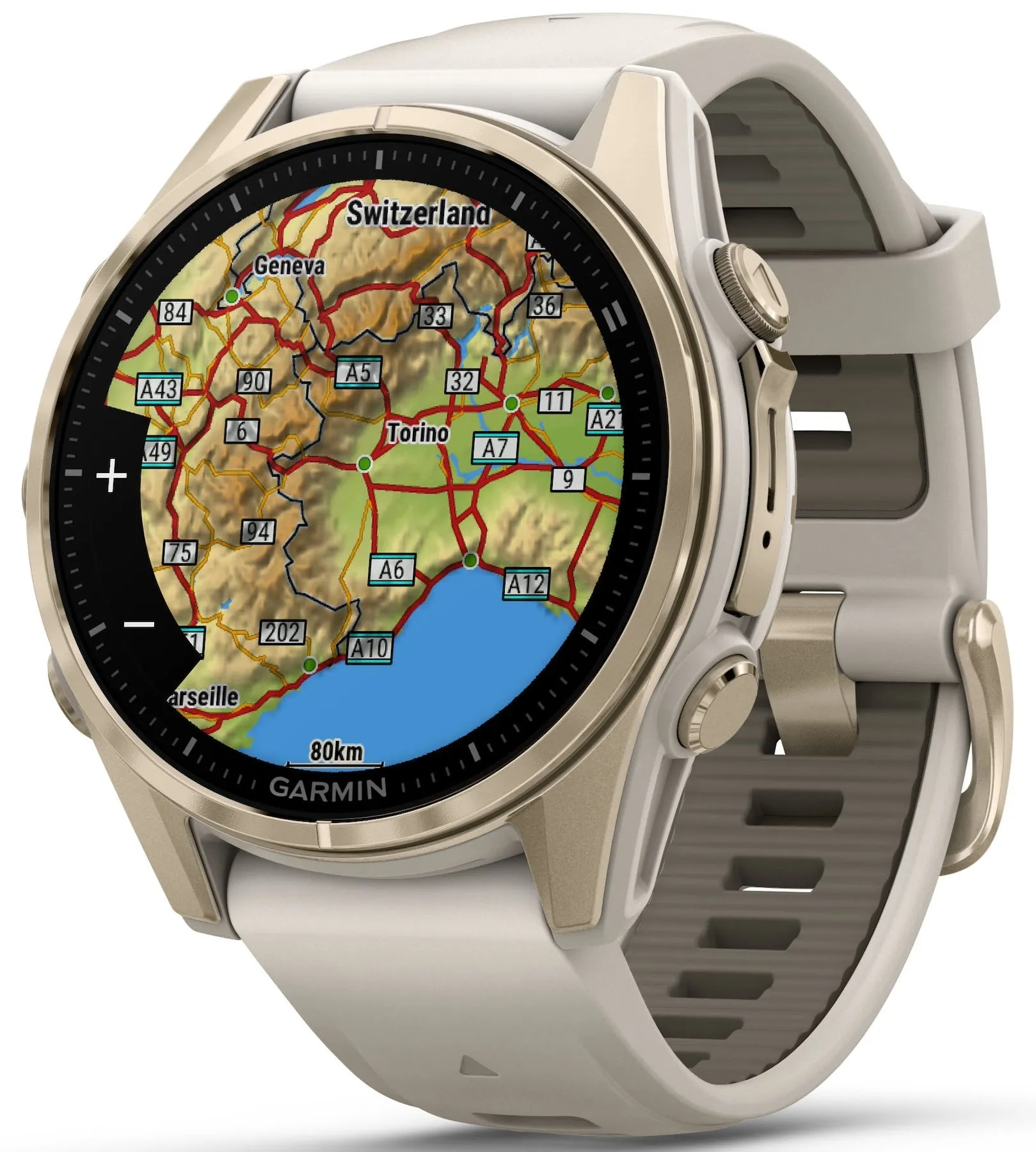 Garmin Fenix 8 43mm Sapphire AMOLED Soft Gold Fog Grey Watch sold by C.W. Sellors