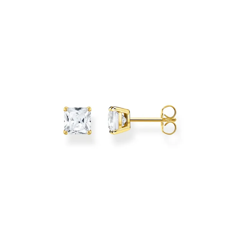 Thomas Sabo Gold Plated Sterling Silver White Stone Stud Earrings D sold by C.W. Sellors