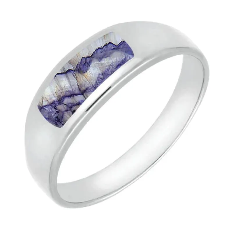 18ct White Gold Blue John Inlay Ring sold by C.W. Sellors
