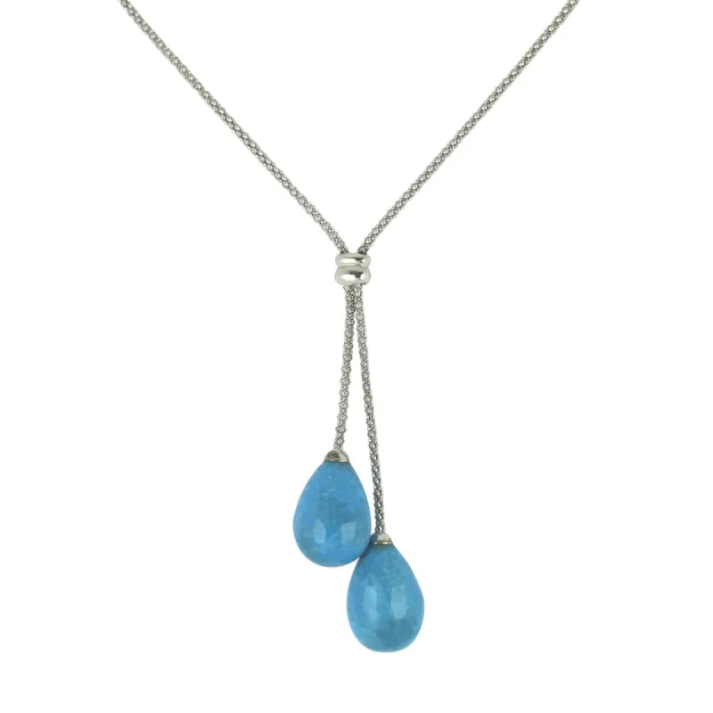 Sterling Silver Turquoise Two Drop Necklace D sold by C.W. Sellors