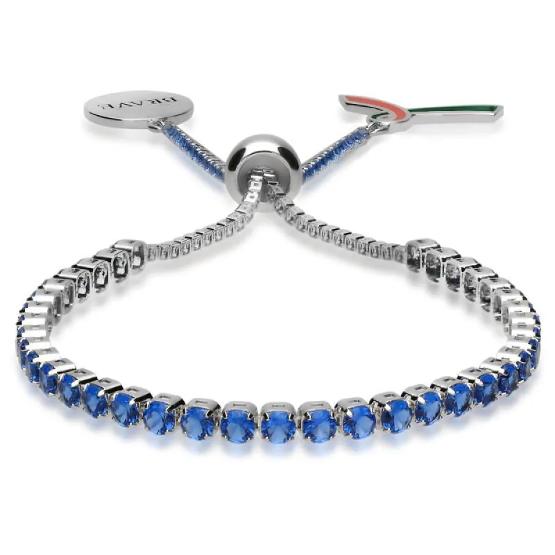 Brave Ribbon Charity Sterling Silver Cubic Zirconia Blue Bracelet sold by C.W. Sellors