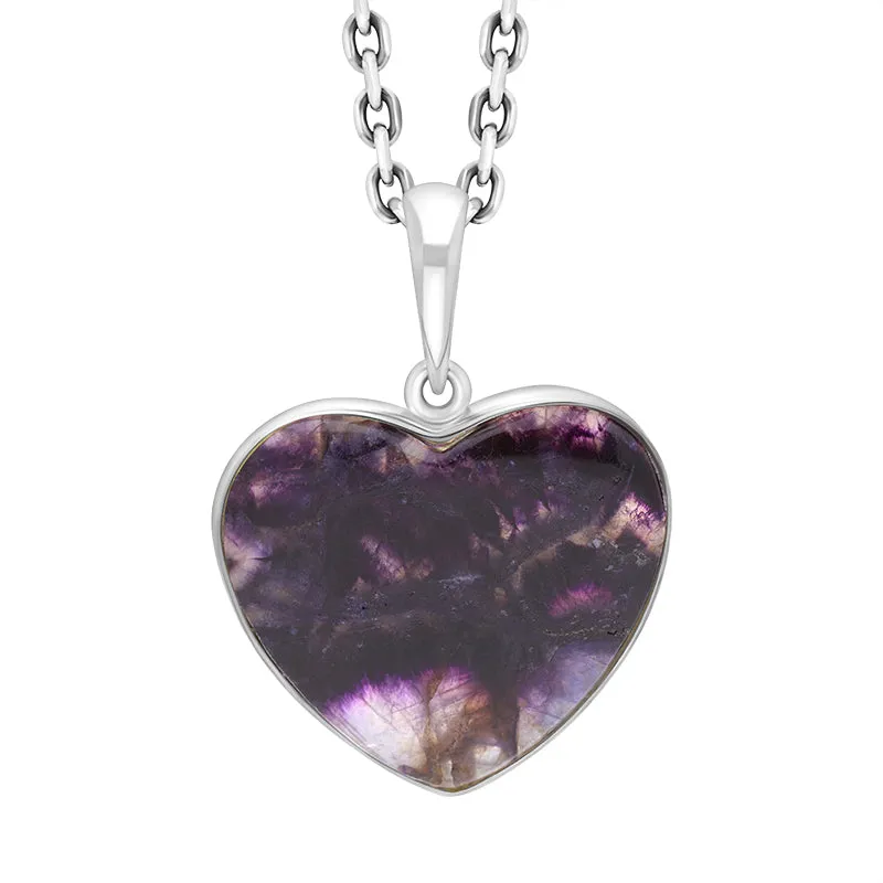 Sterling Silver Blue John Heart Pendant Necklace D sold by C.W. Sellors