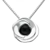 Sterling Silver Whitby Jet Stone Rose Necklace sold by C.W. Sellors