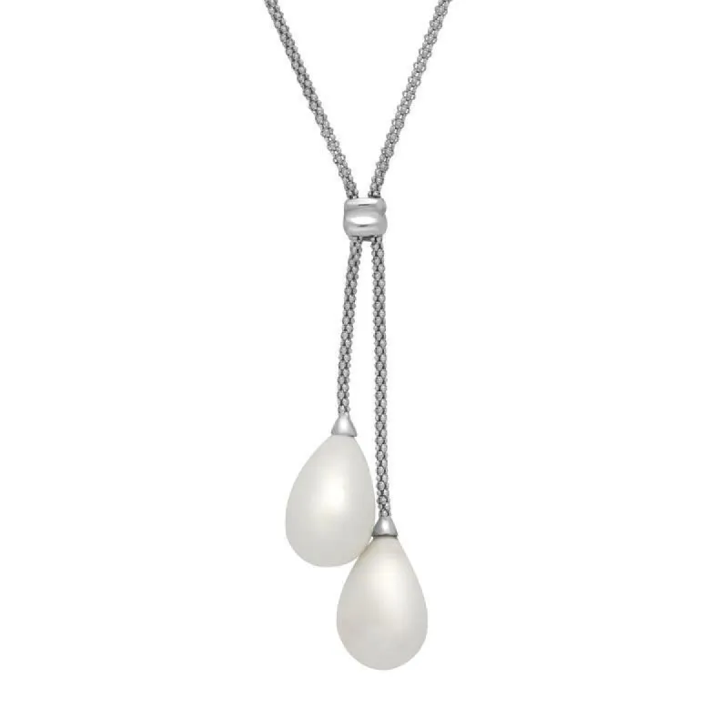 Sterling Silver Bauxite Two Stone Drop Necklace sold by C.W. Sellors