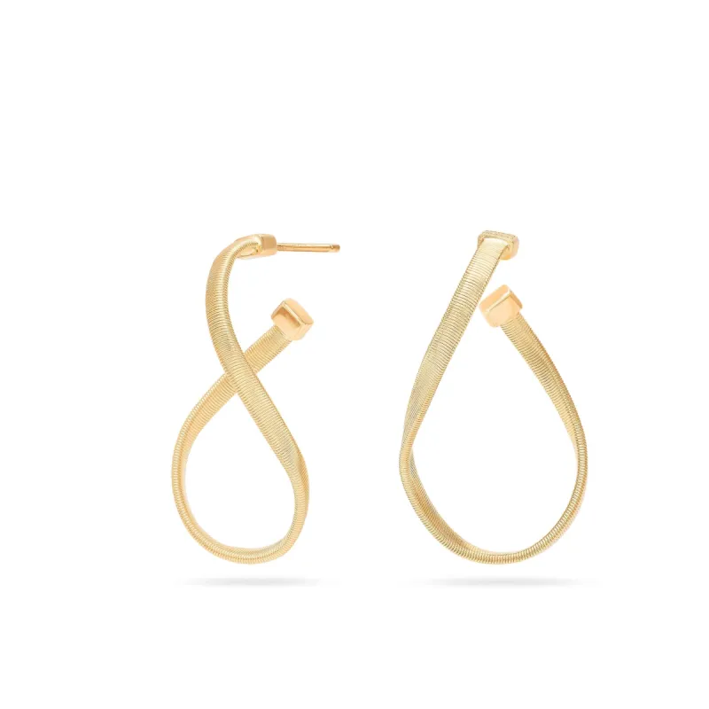 Marco Bicego Marrakech 18ct Yellow Gold Twisted Irregular Hoop Earrings Small sold by C.W. Sellors