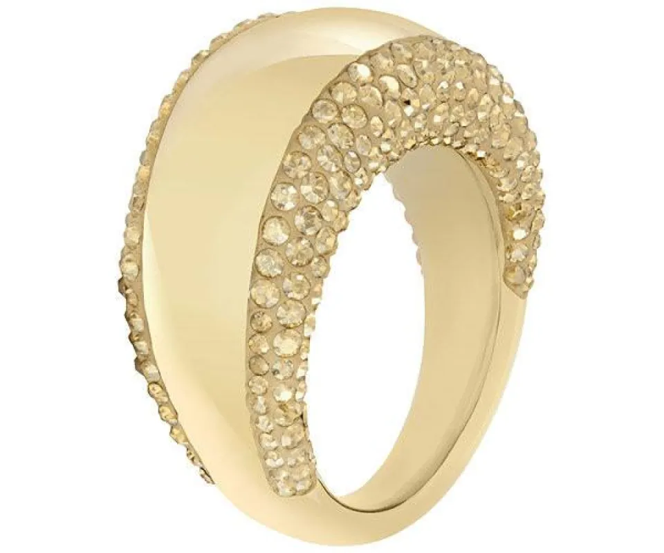 Swarovski Yellow Gold Golden Crystal Pebble Ring Size 55 D made by Swarovski
