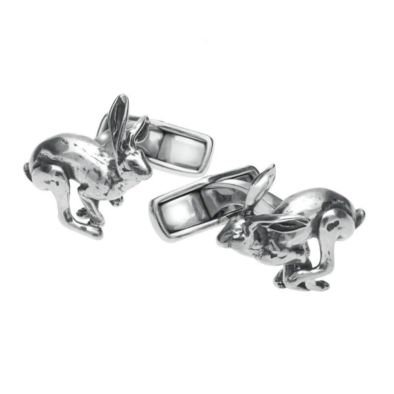 Sterling Silver Small Running Hare Cufflinks sold by C.W. Sellors
