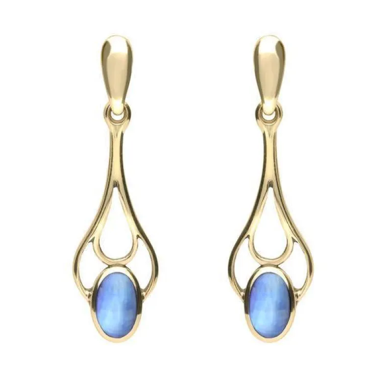 9ct Yellow Gold Moonstone Spoon Drop Earrings sold by C.W. Sellors