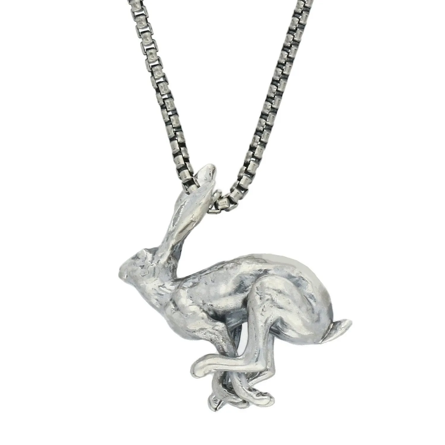 Sterling Silver Large Running Hare Necklace sold by C.W. Sellors
