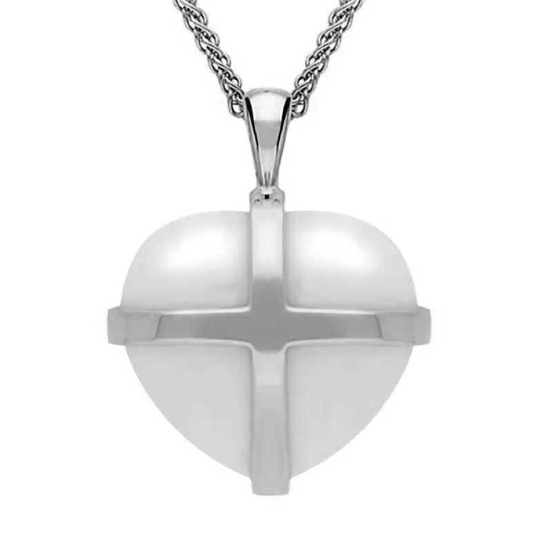 Sterling Silver Bauxite Large Cross Heart Necklace sold by C.W. Sellors