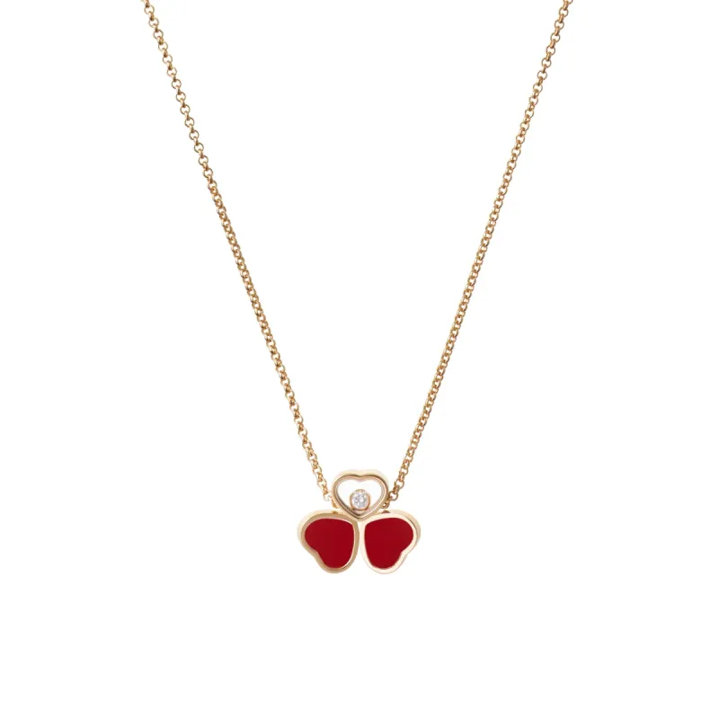 Chopard Happy Hearts Wings 18ct Rose Gold Red Stone Necklace sold by C.W. Sellors