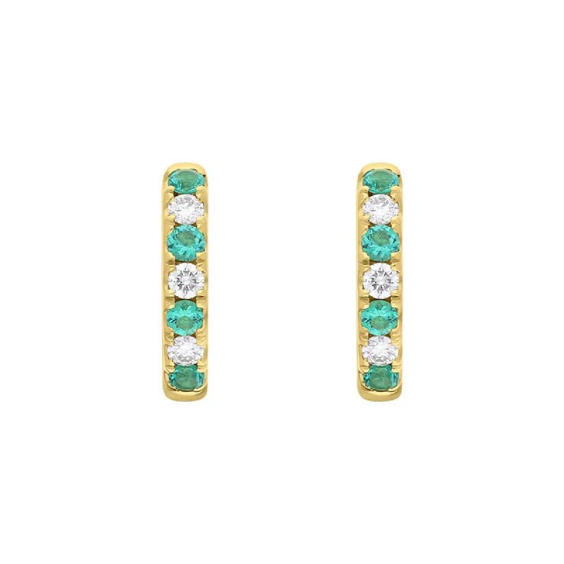 18ct Yellow Gold Emerald Diamond 13.5mm Hoop Earrings sold by C.W. Sellors