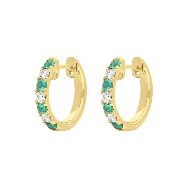 18ct Yellow Gold Emerald Diamond 13.5mm Hoop Earrings sold by C.W. Sellors product image thumbnail 2