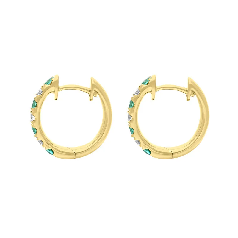 18ct Yellow Gold Emerald Diamond 13.5mm Hoop Earrings sold by C.W. Sellors product image thumbnail 3