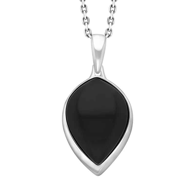 Sterling Silver Whitby Jet Upside Pear Necklace sold by C.W. Sellors