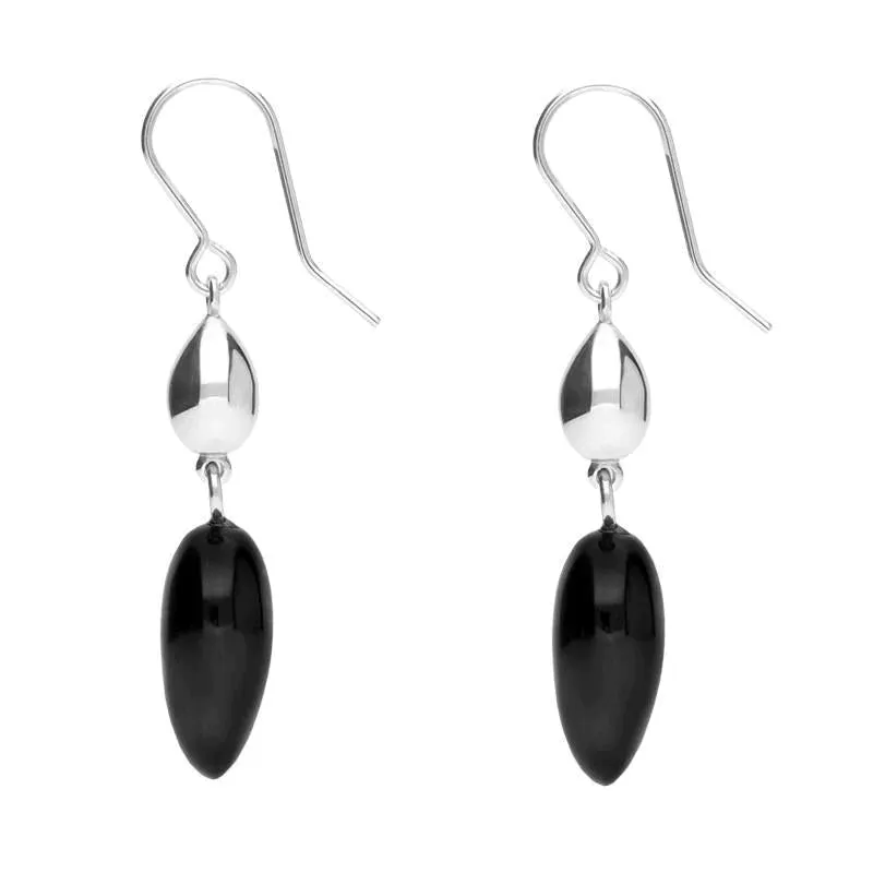Sterling Silver Whitby Jet Carved Pear Bead Drop Hook Earrings sold by C.W. Sellors product image thumbnail 2