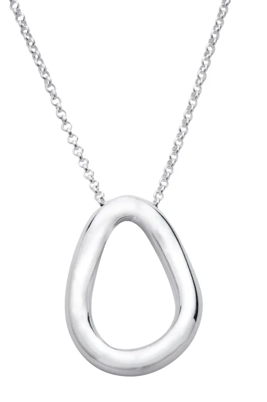Sterling Silver Open Pear Shaped Necklace sold by C.W. Sellors