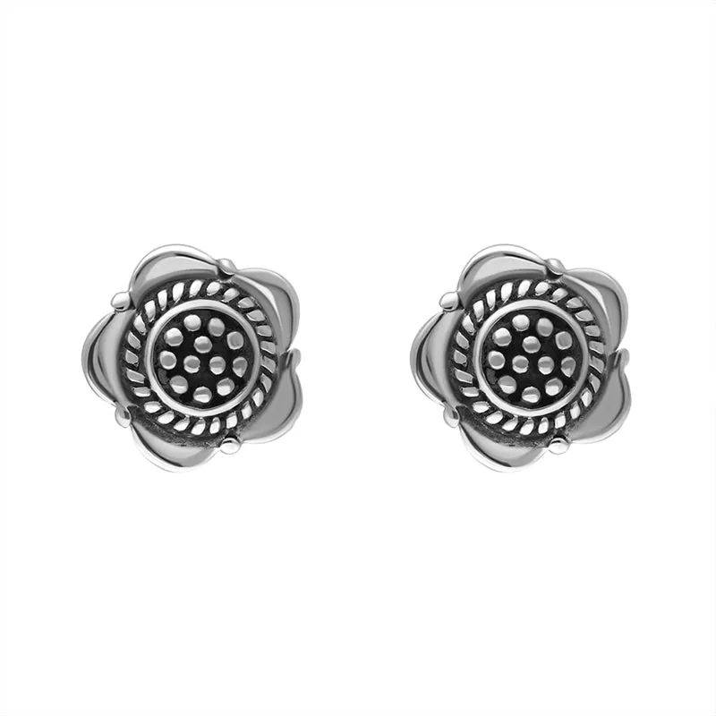 Sterling Silver Oxidised Flower Stud Earrings sold by C.W. Sellors