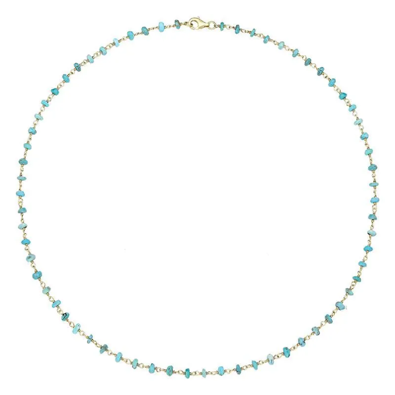 Yellow Gold Plated Sterling Silver Turquoise 4mm Bead Chain Link Necklace sold by C.W. Sellors