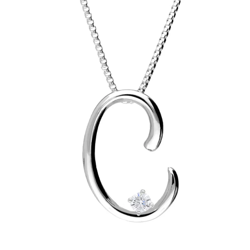 Love Letters 9ct White Gold 0.10ct Diamond Initial C Necklace sold by C.W. Sellors