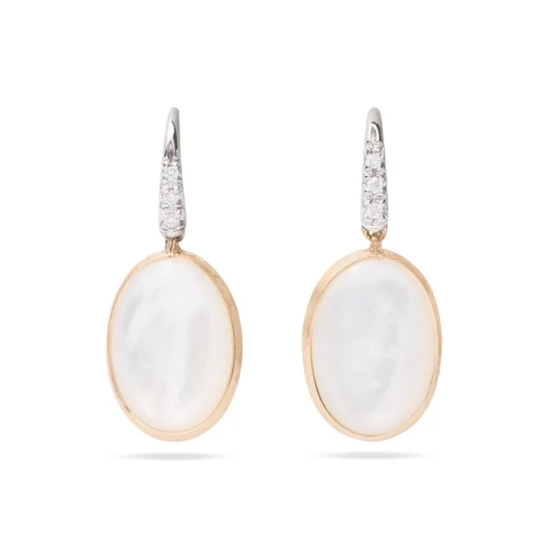 Marco Bicego Siviglia 18ct Yellow Gold Mother of Pearl Diamond Hook Earrings sold by C.W. Sellors