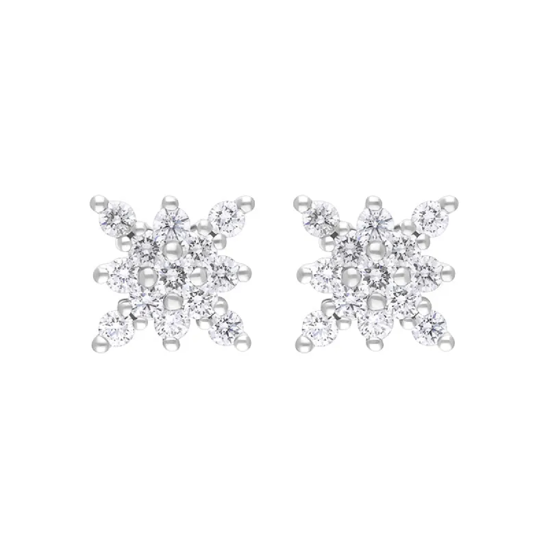 18ct White Gold 0.68ct Diamond Star Cluster Earrings sold by C.W. Sellors