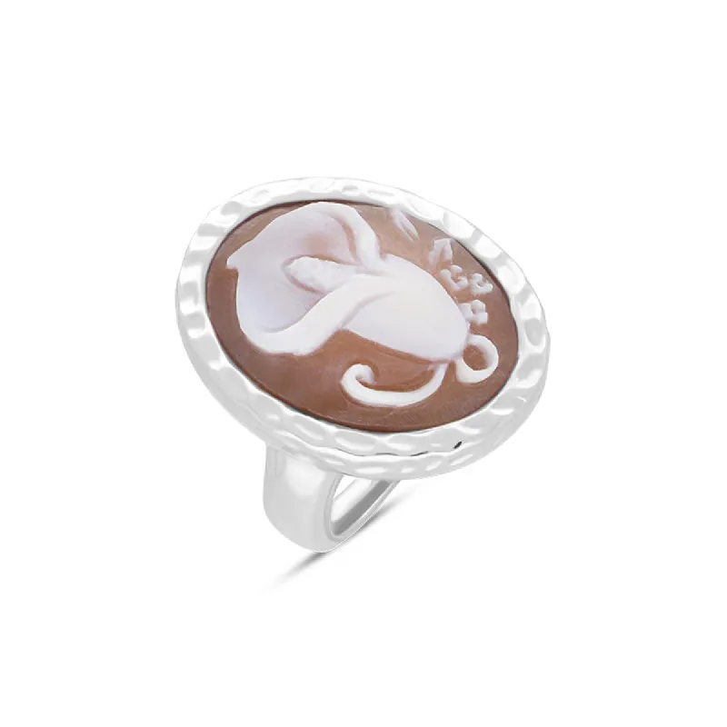 Cameo Italy Sterling Silver Oval Lily Ring D sold by C.W. Sellors