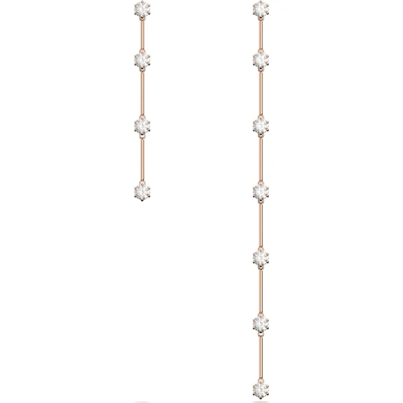 Swarovski Constella Rose Gold Tone Plated White Crystal Asymmetrical Drop Earrings D sold by C.W. Sellors