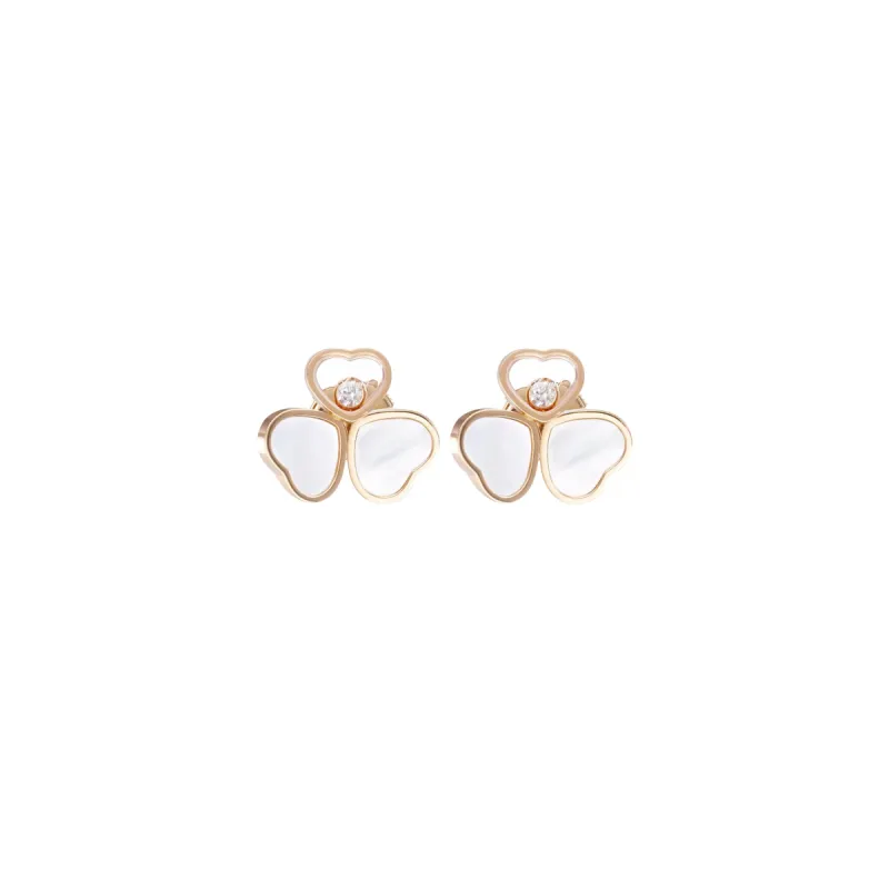 Chopard Happy Hearts Wings 18ct Rose Gold Mother Of Pearl Earrings sold by C.W. Sellors